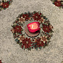 Christmas tapestry tablecloths and scarves Christmas roses and holly-gray wreath