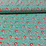 Cotton fabric Folk motifs mini turquoise