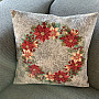 Christmas decorative pillow cover Christmas rose-holly gray wreath