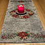 Christmas tapestry tablecloths and scarves Christmas roses and holly-gray wreath