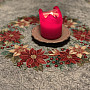 Christmas tapestry tablecloths and scarves Christmas roses and holly-gray wreath