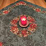 Christmas tapestry tablecloths and scarves Christmas roses and holly-green wreath