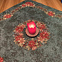 Christmas tapestry tablecloths and scarves CHRISTMAS ROSE-WREATH HOLLY GREEN