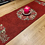 Christmas tapestry tablecloths and scarves Christmas roses and holly-red wreath