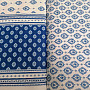 Cotton fabric Folk blue leaves