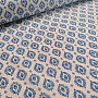 Cotton fabric Folk blue leaves