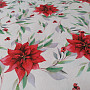 Christmas decorative fabric Poinsettia with leaves