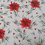 Christmas decorative fabric Poinsettia with leaves