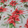 Christmas decorative fabric Poinsettia and pine cones