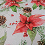 Christmas decorative fabric Poinsettia and pine cones
