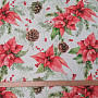 Christmas decorative fabric Poinsettia and pine cones