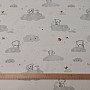 Cotton fabric Animals on a cloud - white