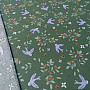 Cotton fabric Birds khaki