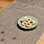 Embroidered gray-beige Christmas tablecloth with stars