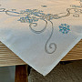 Embroidered Christmas tablecloth blue-silver