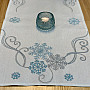 Embroidered Christmas tablecloth blue-silver