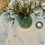 Embroidered Christmas tablecloth blue-silver