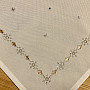 Embroidered white Christmas tablecloth with gold and silver trees