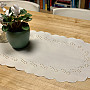 Embroidered tablecloth and oval embossed white FLOWERS