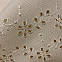 Embroidered tablecloth and oval embossed white FLOWERS