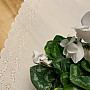 Embroidered tablecloth and oval embossed white FLOWERS