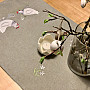 Embroidered Easter tablecloth and scarves ROOSTER and HEN gray