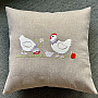 ROOSTER AND HEN embroidered Easter cover gray