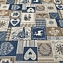 Decorative jacquard fabric PATCHWORK HEARTS BLUE