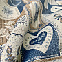 Decorative jacquard fabric PATCHWORK HEARTS BLUE