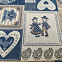 Decorative jacquard fabric PATCHWORK HEARTS BLUE