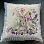 Tapestry cushion cover BUNNY IN A FRAME gray check