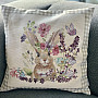 Tapestry cushion cover BUNNY IN A FRAME beige check