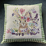 Tapestry cushion cover BUNNY IN A FRAME green check