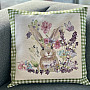 Tapestry cushion cover BUNNY IN A FRAME green check