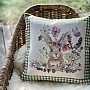Tapestry cushion cover BUNNY IN A FRAME green check