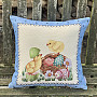 Gobelin cushion cover EASTER CHICK blue frame