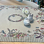 Tapestry tablecloth and scarf EASTER TIME beige check