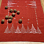 Embroidered Christmas tablecloth and scarves RED TREES