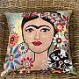 Tapestry cushion cover FRIDA with a cat