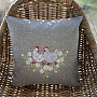 HEN AND FLOWERS embroidered Easter cover gray