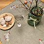 Embroidered Easter tablecloth and scarf HEN AND FLOWERS gray