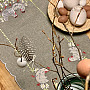 Embroidered Easter tablecloth and scarf HEN AND FLOWERS gray