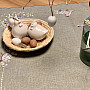 Embroidered Easter tablecloth and scarf HEN AND FLOWERS gray