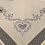 Embroidered tablecloth and scarf GRAY HEART