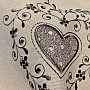 Embroidered tablecloth and scarf GRAY HEART