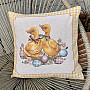 Tapestry cushion cover GEESE YELLOW CHECK