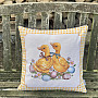 Tapestry cushion cover GEESE YELLOW CHECK