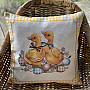 Tapestry cushion cover GEESE YELLOW CHECK