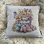 Tapestry cushion cover BARE IN THE FLOWER POT gray frame