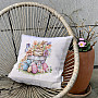 Tapestry cushion cover HARE IN A FLOWER POT beige frame